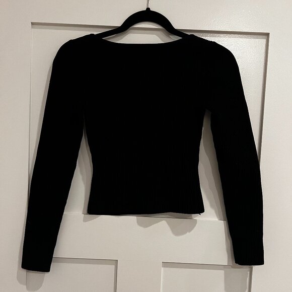 Aritzia Babaton Women Sculpt Knit Sweetheart Long sleeve Knit Top Black Size XS - Picture 3 of 6